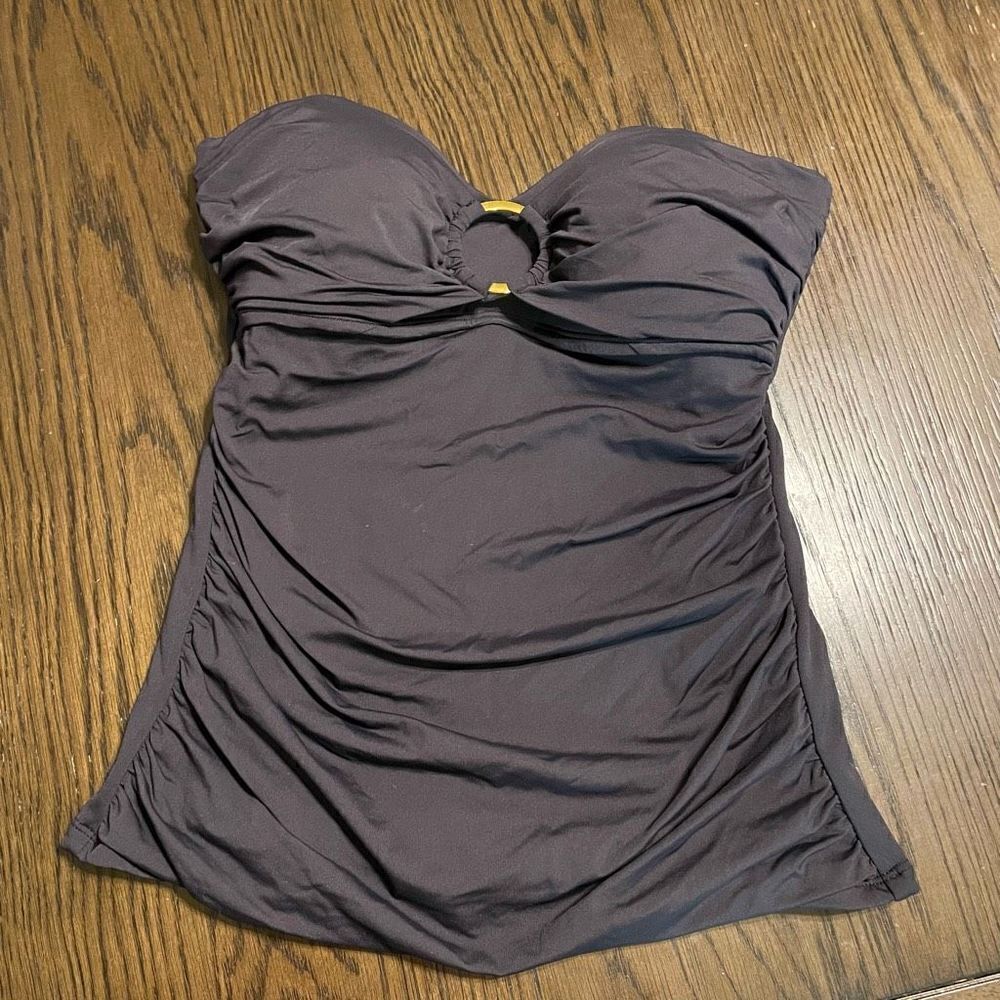 Bleu Rod Beattie draped ring me up black bandini swim top 6 NWT